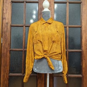 Elizabeth & James burnt orange silk pattern top blouse